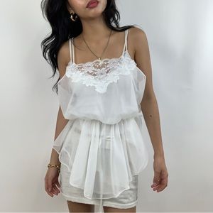 white sheer lace lingerie top